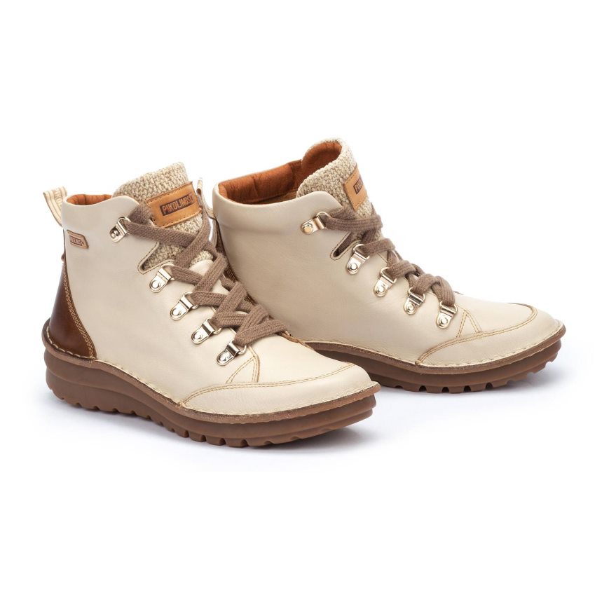 Women's Pikolinos CAZORLA Ankle Boots Cream / Brown | NZ J3879Q1